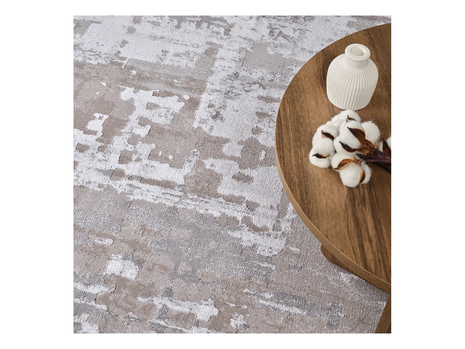 Modern Abstract Tapijt - Beige/Wit - 200x275cm - ORGANA