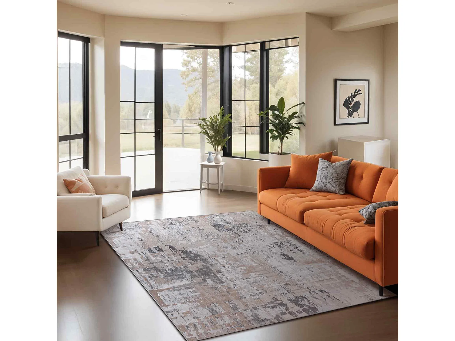 Tapis Abstrait Moderne - Gris/Beige - 160x213cm - ORGANA