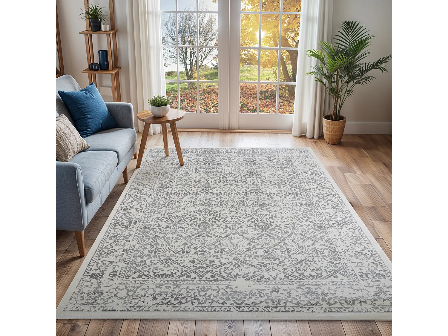Tapis Vintage Oriental - Blanc/Gris - 140x200cm - MARGAUX