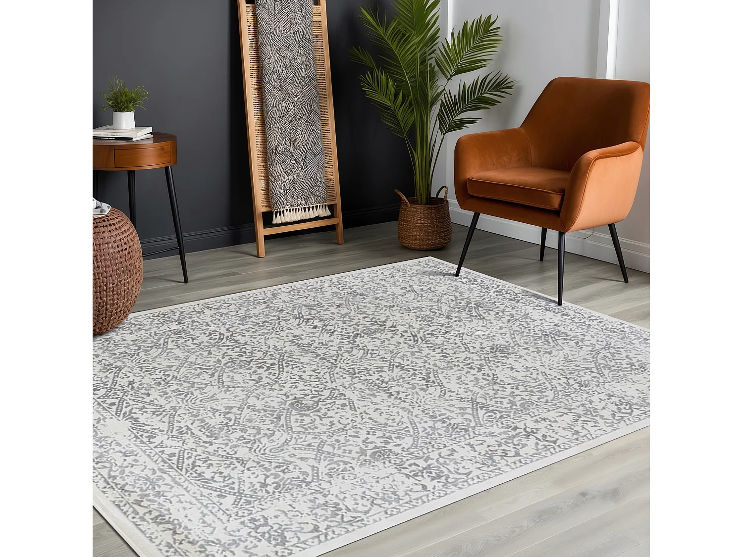 Tapis Vintage Oriental - Blanc/Gris - 140x200cm - MARGAUX