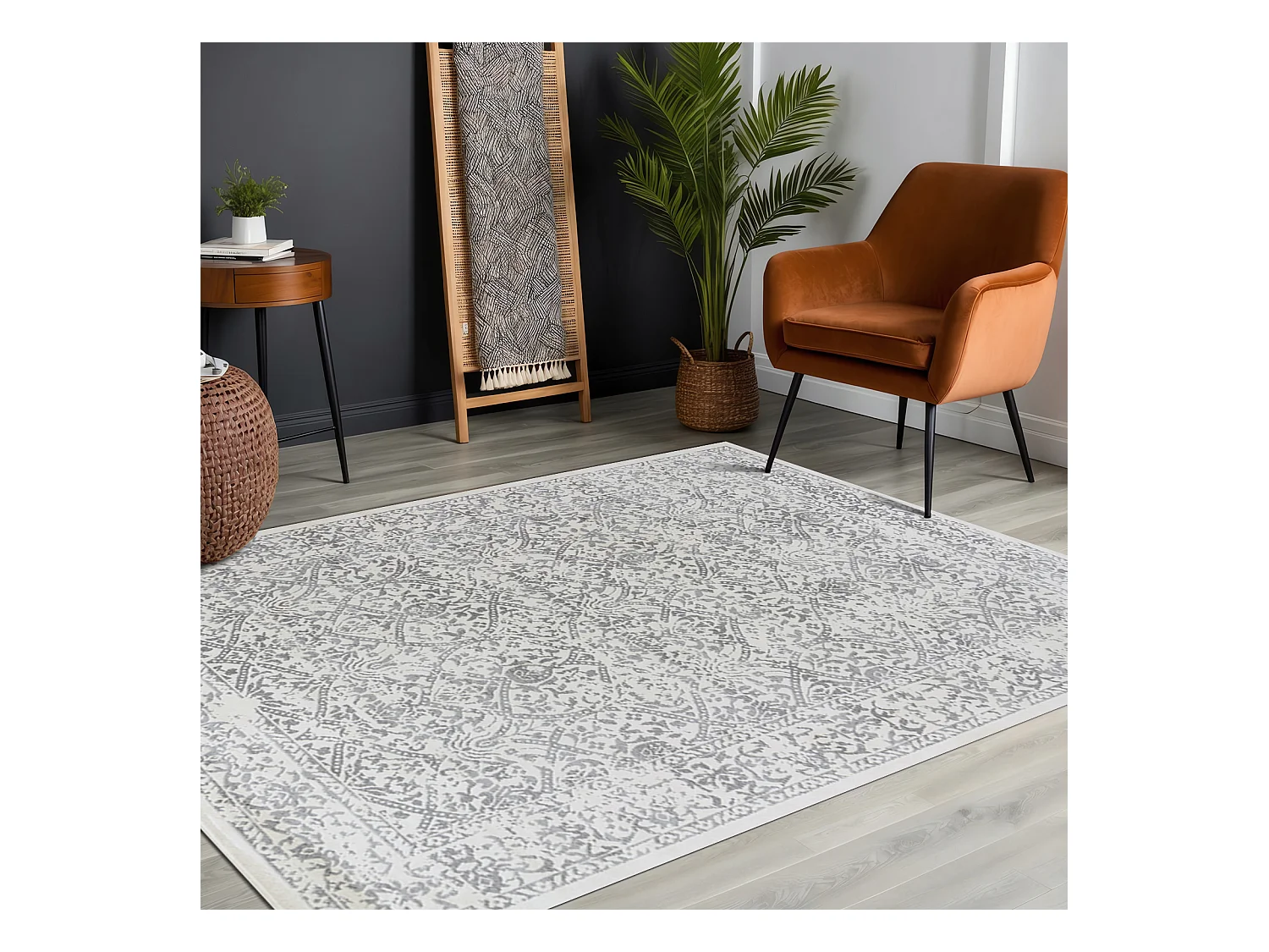 Vintage Oosters Tapijt - Wit/Grijs - 140x200cm - MARGAUX