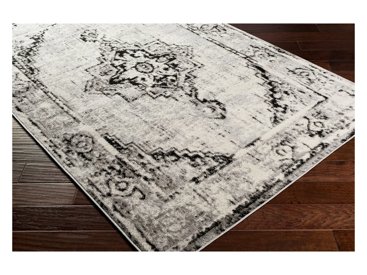 Vintage Oosters Tapijt - Wit/Zwart - 152x213cm - JOANNA