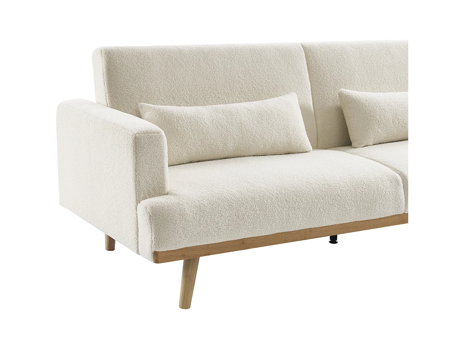 Canapé 3 places convertible clic-clac en tissu bouclette blanc ESME