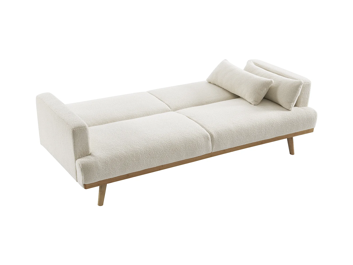 Canapé 3 places convertible clic-clac en tissu bouclette blanc ESME