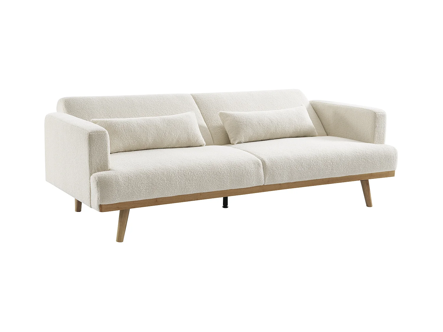 Canapé 3 places convertible clic-clac en tissu bouclette blanc ESME