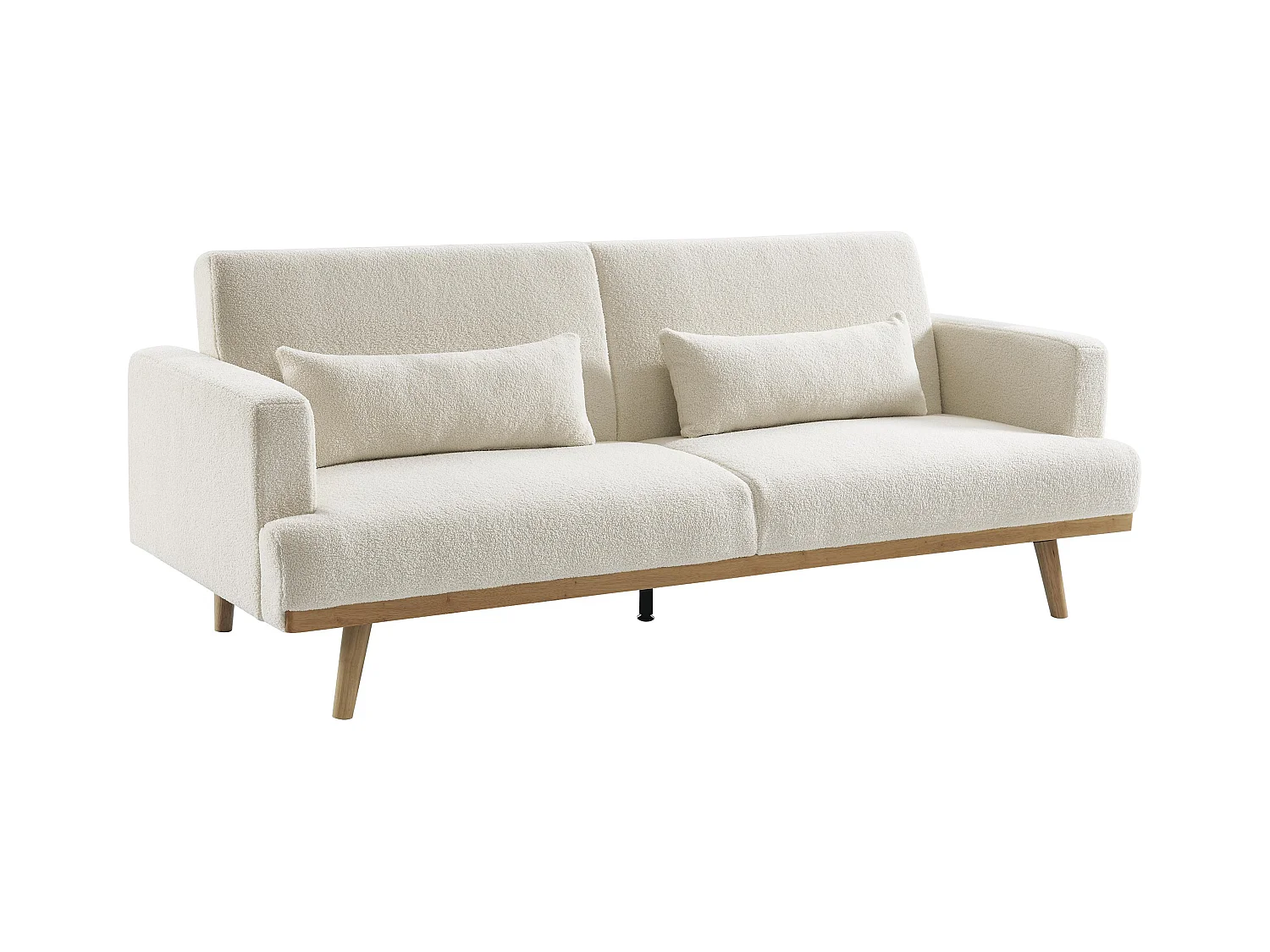 Canapé 3 places convertible clic-clac en tissu bouclette blanc ESME