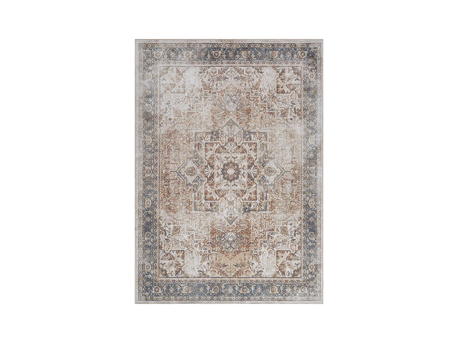 Tapis Vintage Lavable en Machine - Marron/Ivoire - 200x275cm - ALORA