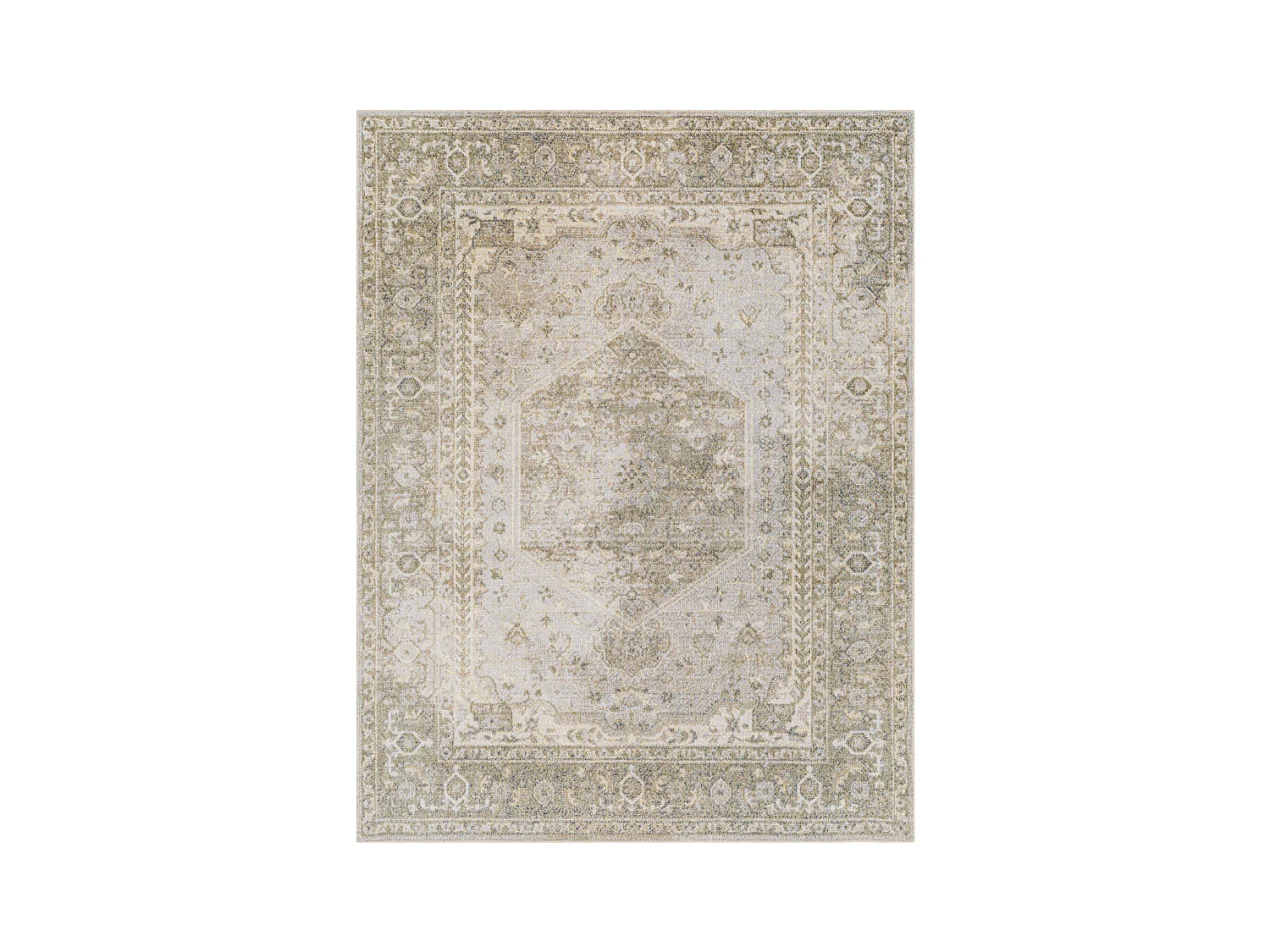 Tapis Vintage Lavable en Machine - Vert/Brun - 160x213cm - BOKA