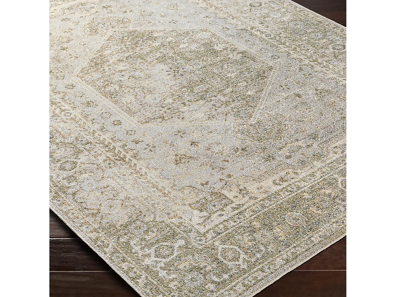 Tapis Vintage Lavable en Machine - Vert/Brun - 160x213cm - BOKA