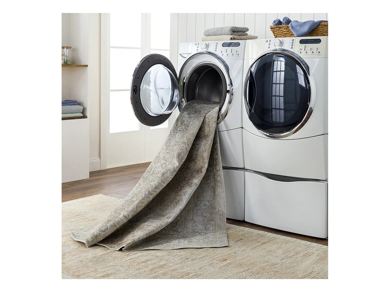 Tapis Vintage Lavable en Machine - Vert/Brun - 160x213cm - BOKA