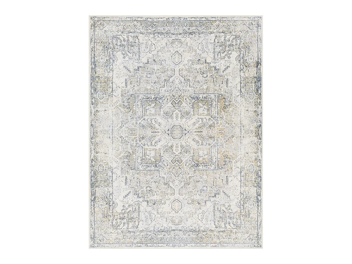 Tapis Vintage Lavable en Machine - Gris/Bleu - 160x213cm - VIVIAN