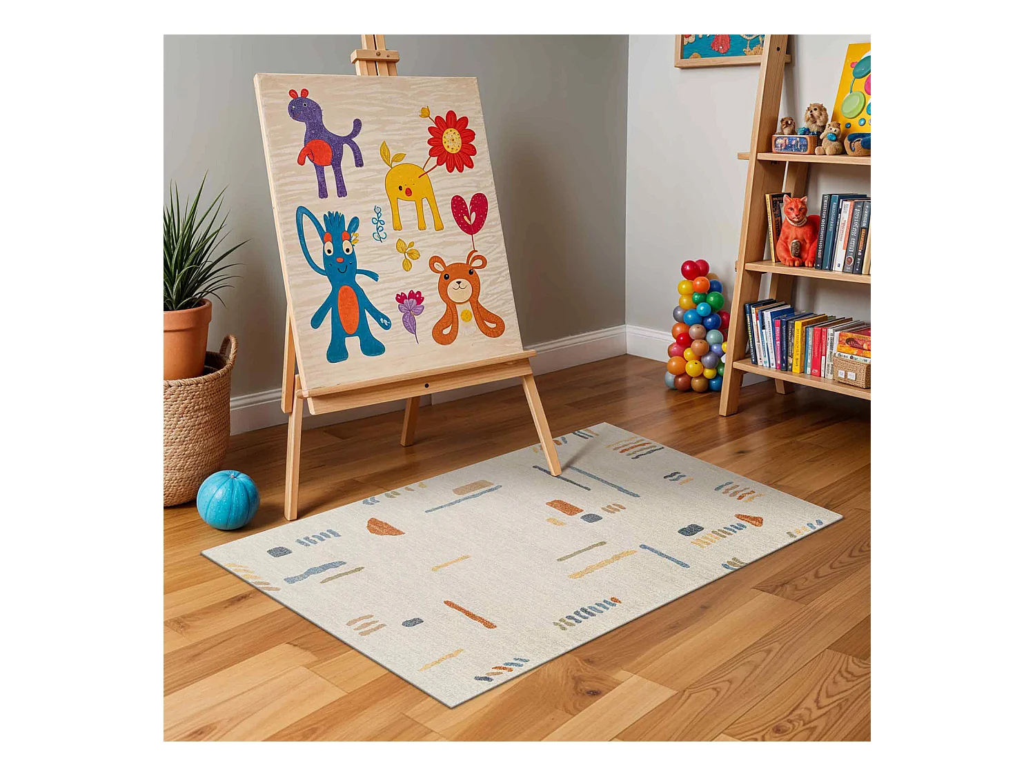 Afwasbaar Scandinavisch Tapijt - Meerkleurig/Blauw - 200x275cm - AMELIA