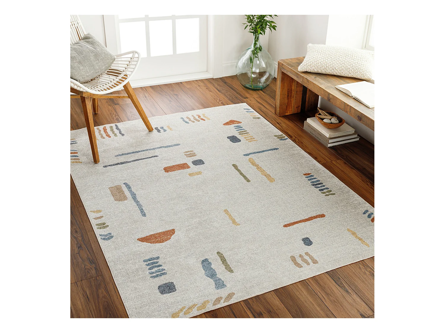 Afwasbaar Scandinavisch Tapijt - Meerkleurig/Blauw - 200x275cm - AMELIA