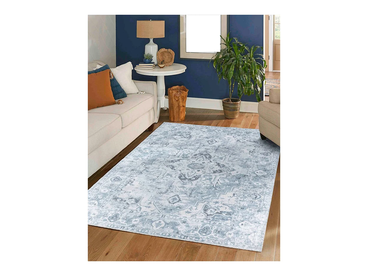 Afwasbaar Vintage Tapijt - Grijs/Blauw - 160x213cm - ELSA