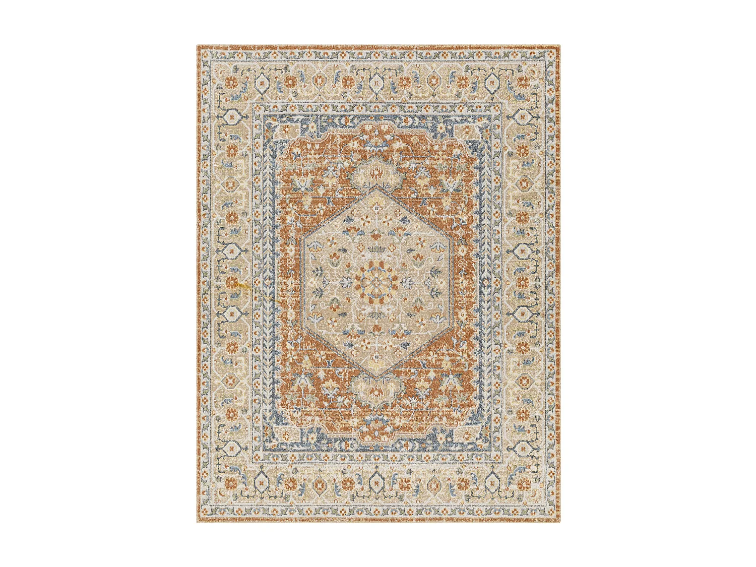 Afwasbaar Vintage Tapijt - Oranje/Geel - 160x213cm - BOKA