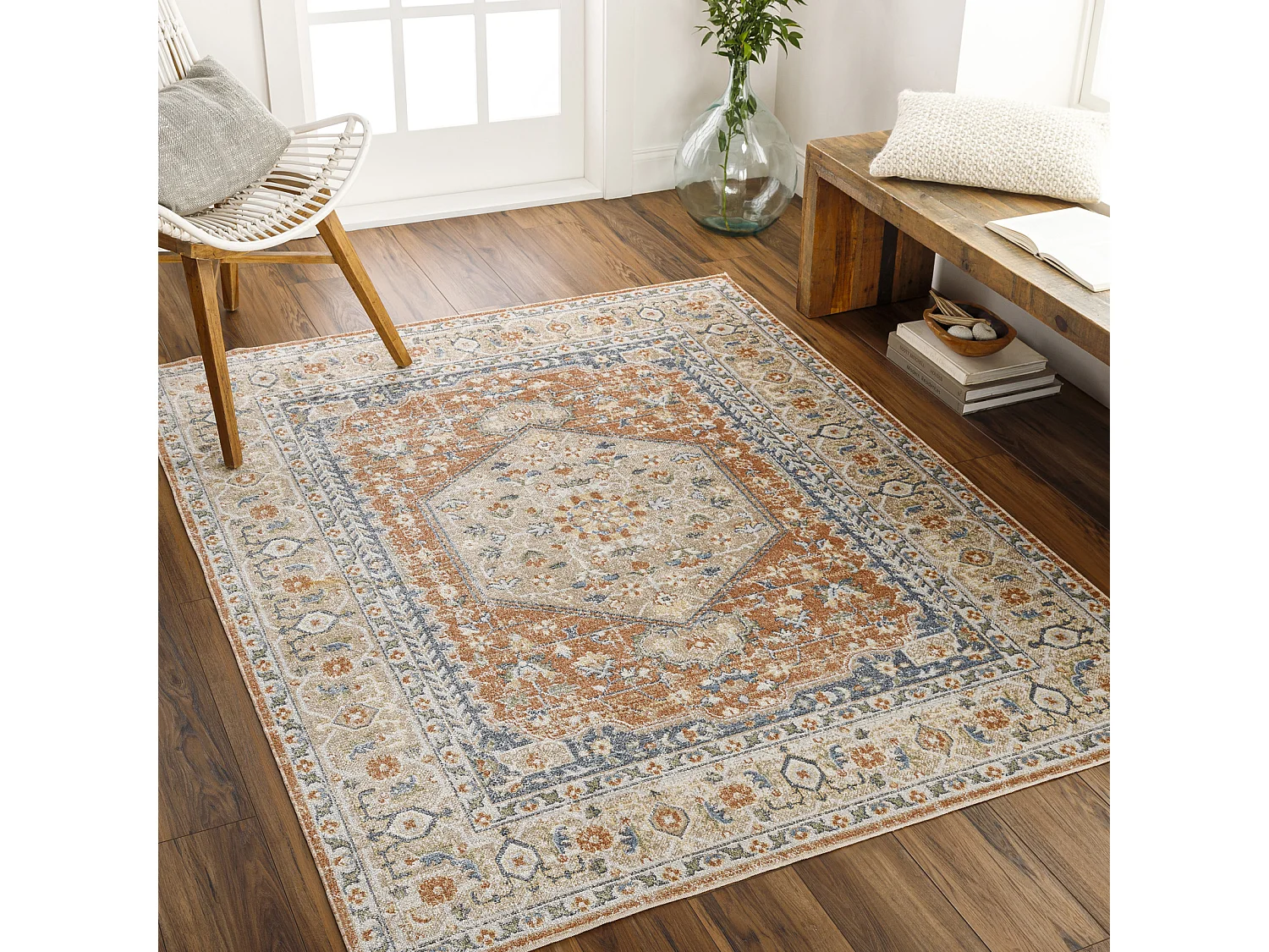 Afwasbaar Vintage Tapijt - Oranje/Geel - 160x213cm - BOKA