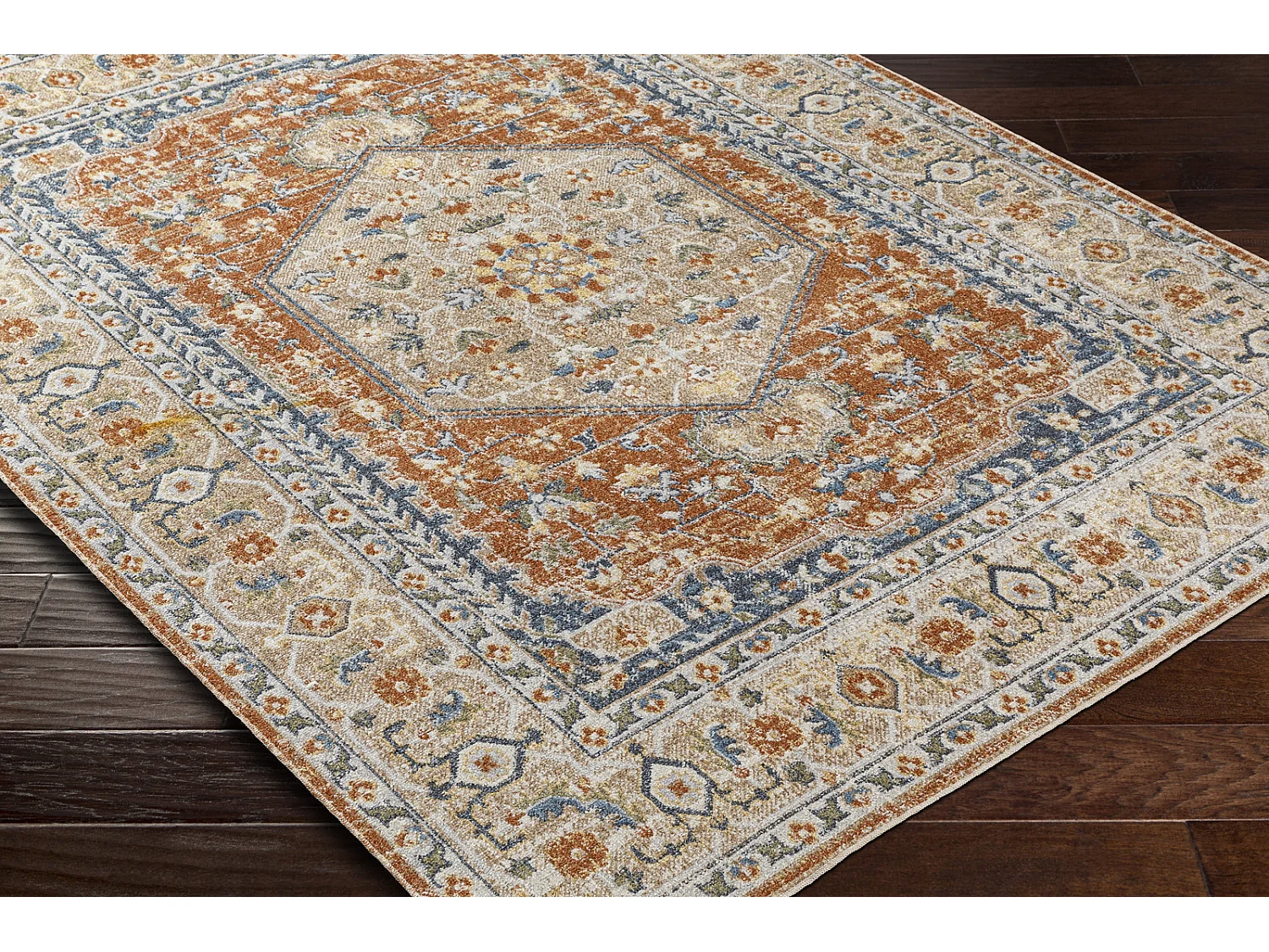 Afwasbaar Vintage Tapijt - Oranje/Geel - 160x213cm - BOKA