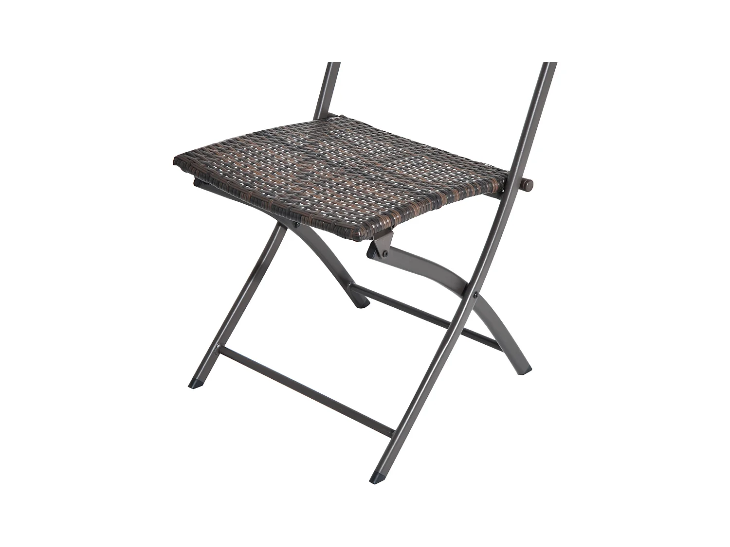 Ensemble meubles de jardin design table carré et chaises pliables résine tressée imitation rotin marron