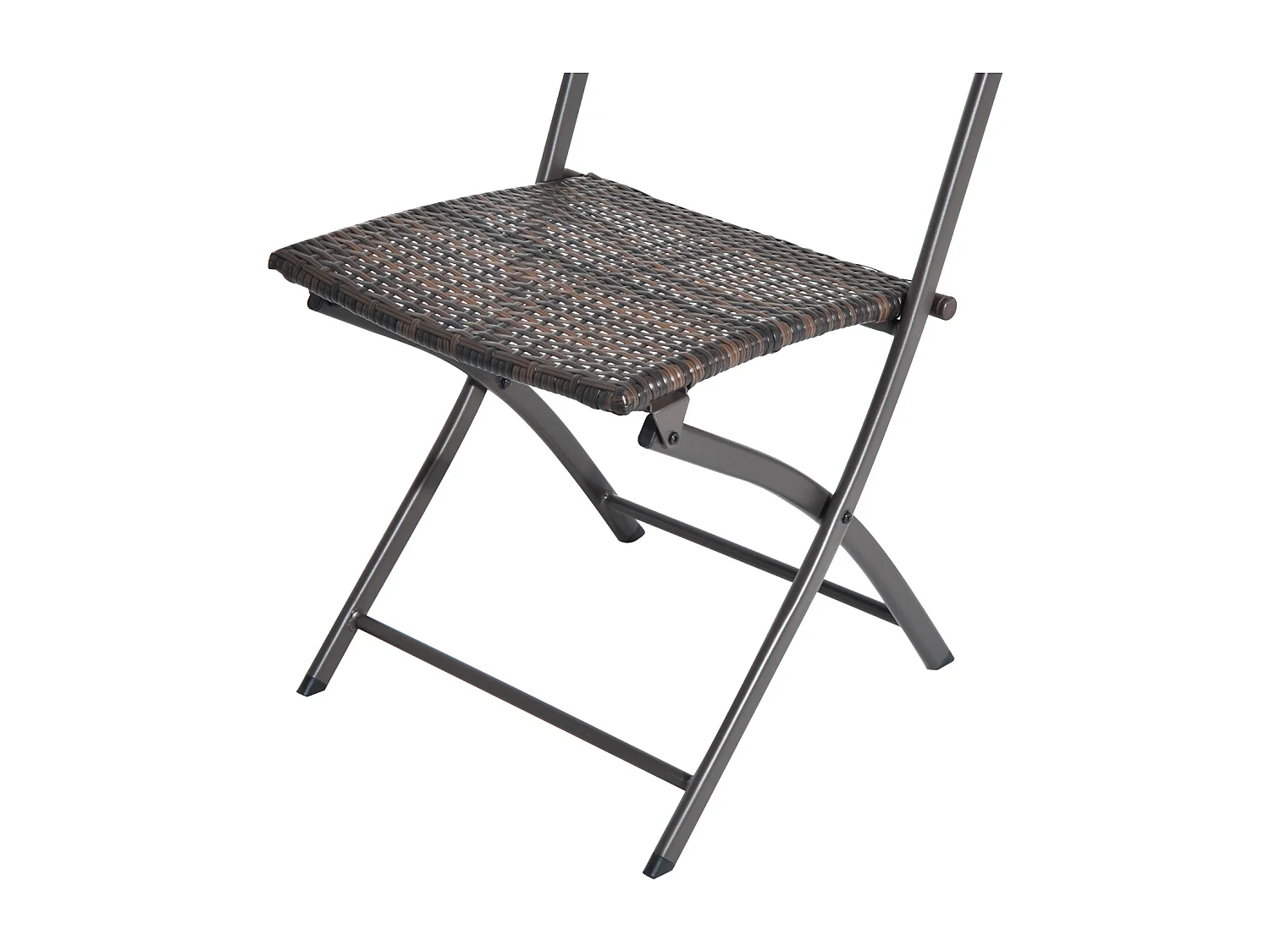 Ensemble meubles de jardin design table carré et chaises pliables résine tressée imitation rotin marron