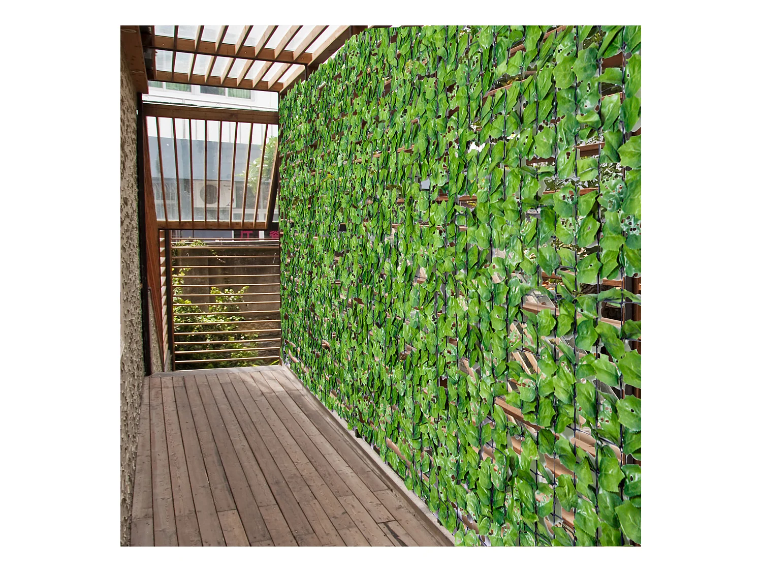 Haie artificiel érable brise-vue décoration rouleau 3L x 1,5H m  feuillage réaliste anti-UV vert