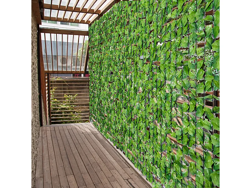 Haie artificiel érable brise-vue décoration rouleau 3L x 1,5H m  feuillage réaliste anti-UV vert