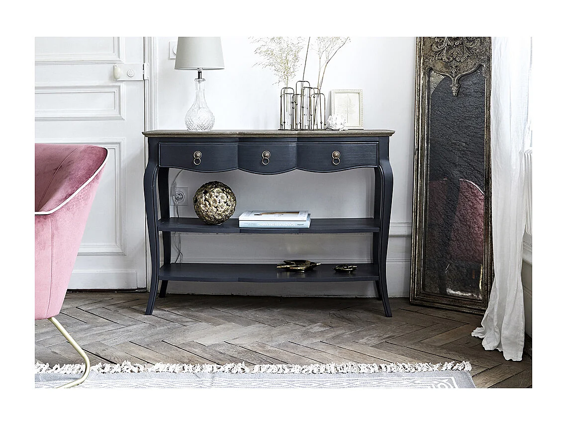 Console 2 tiroirs grise en bois L110 cm Maddy