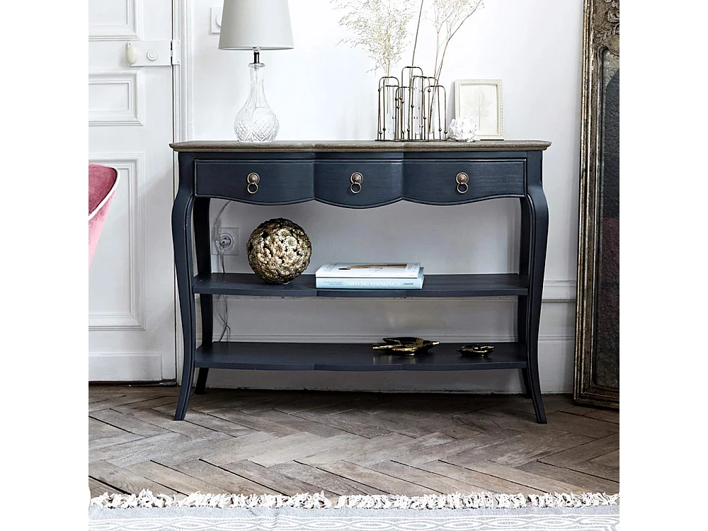 Console 2 tiroirs grise en bois L110 cm Maddy