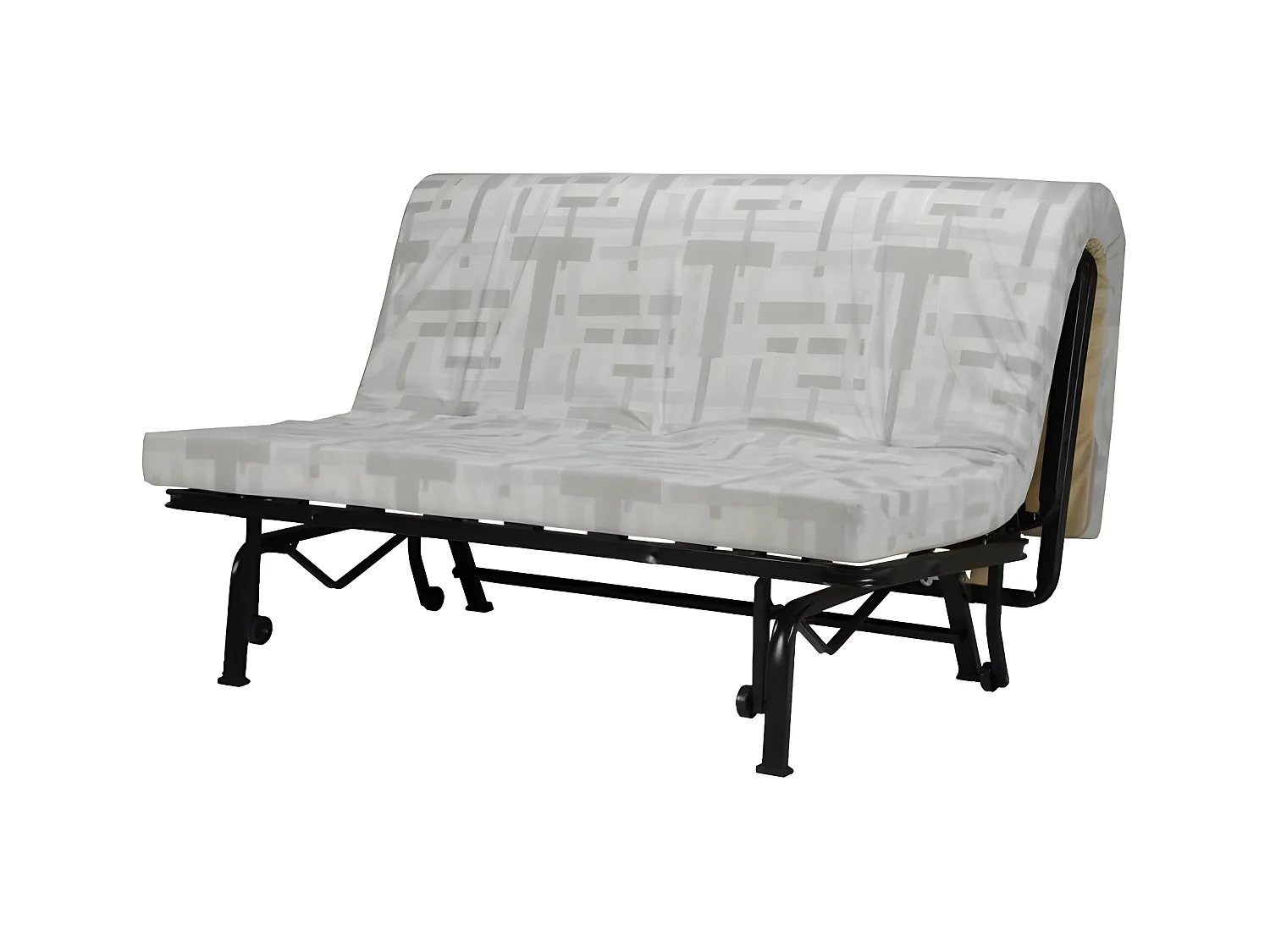 Banqueta BZ 3 lugares JOE Cinza Claro Contemporâneo Metal Lacado - Tecido 100% Algodão - Fabrico Francês