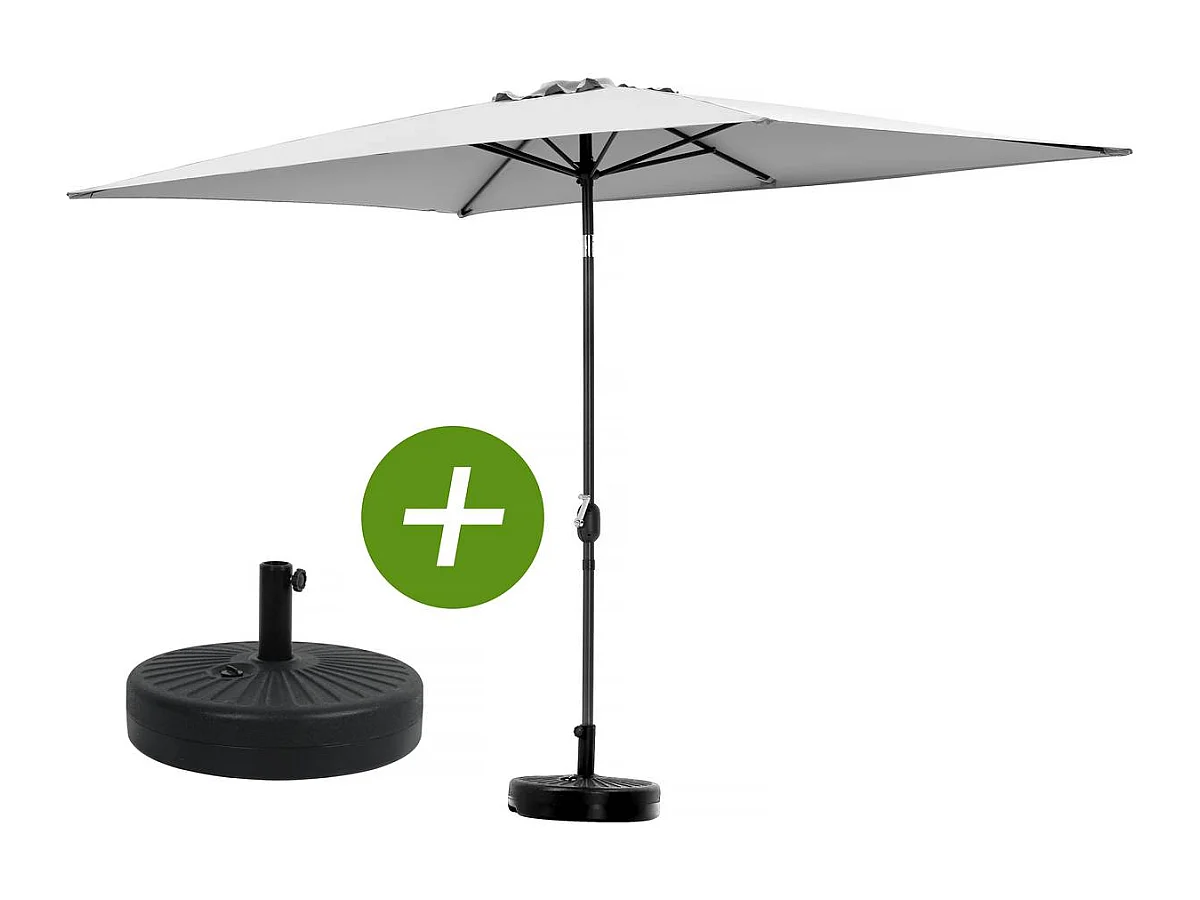 Parasol jardin "Sol 2" - Rectangle - 2 x 3 m - Gris + Dalles à lester incluses