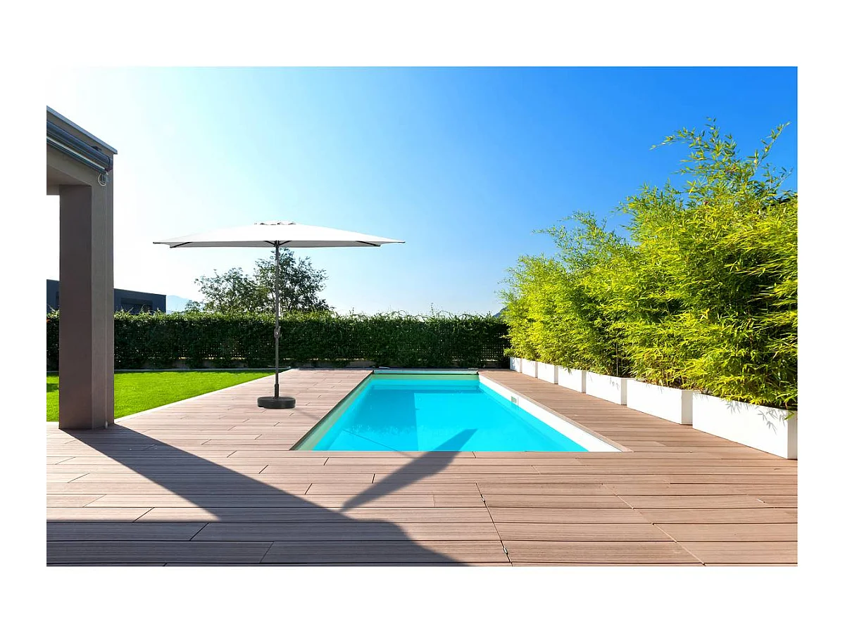 Parasol jardin "Sol 2" - Rectangle - 2 x 3 m - Gris + Dalles à lester incluses