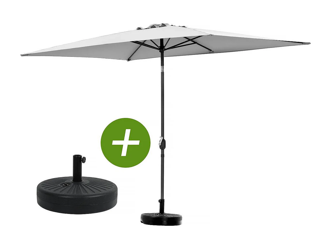 Parasol jardin "Sol 2" - Rectangle - 2 x 3 m - Gris + Dalles à lester incluses