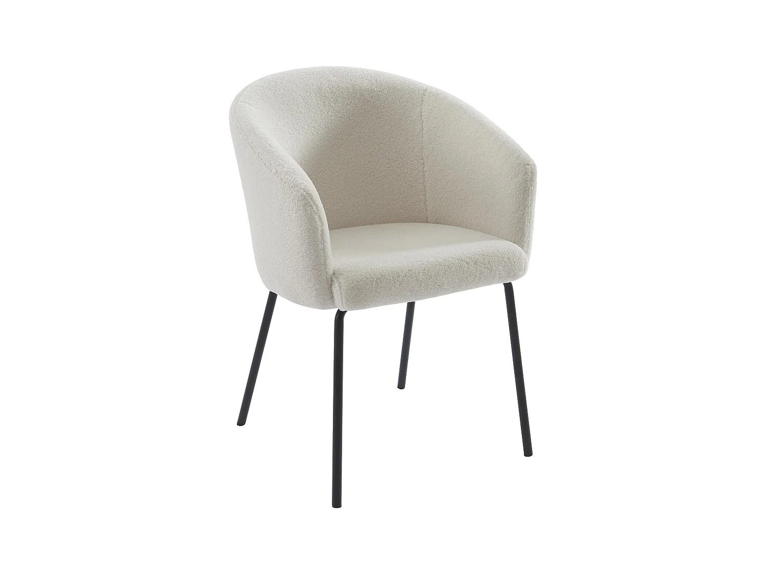 Lot de 2 chaises avec accoudoirs en tissu bouclette et métal - Crème - MORONI de Pascal MORABITO