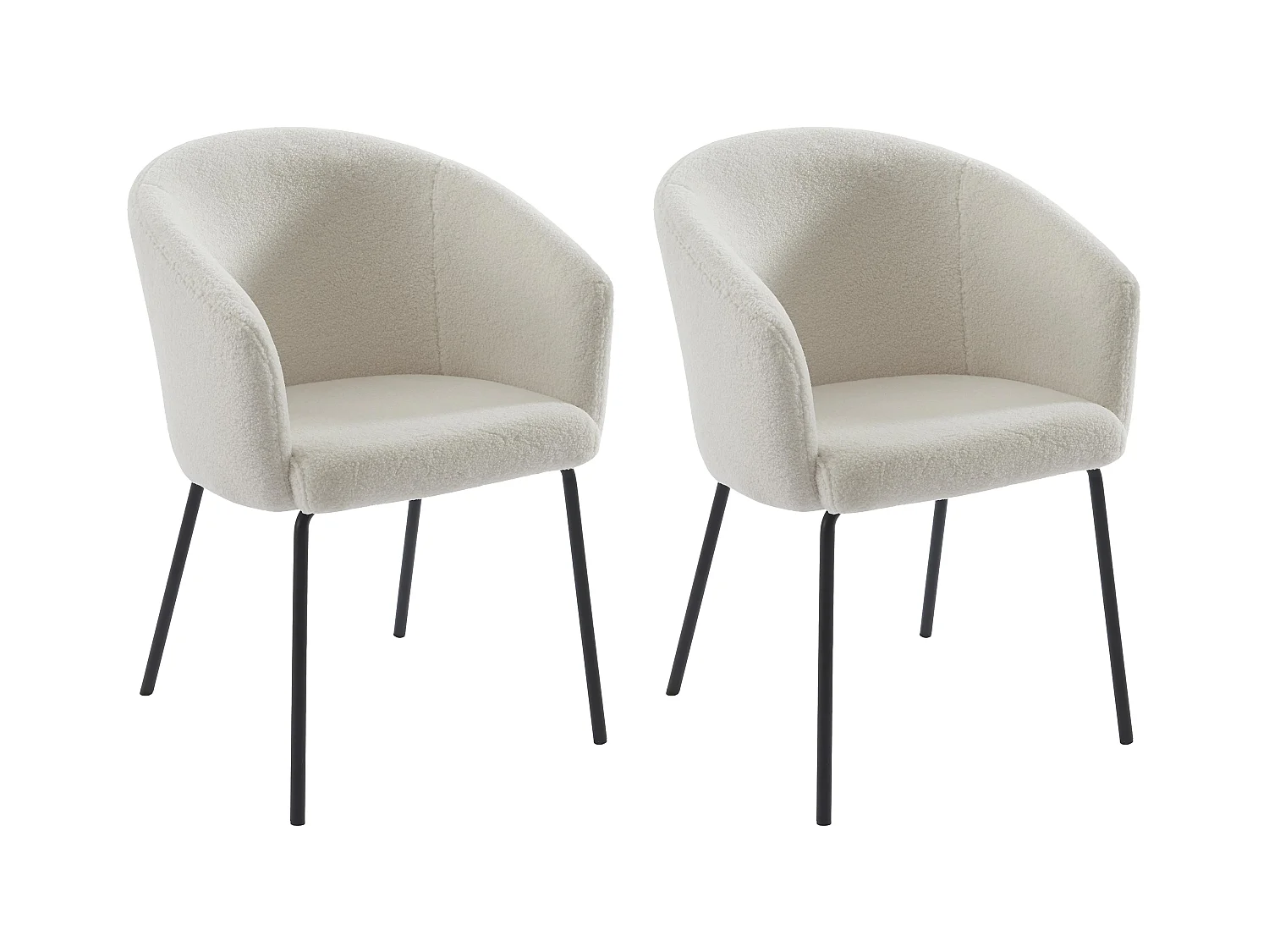 Lot de 2 chaises avec accoudoirs en tissu bouclette et métal - Crème - MORONI de Pascal MORABITO