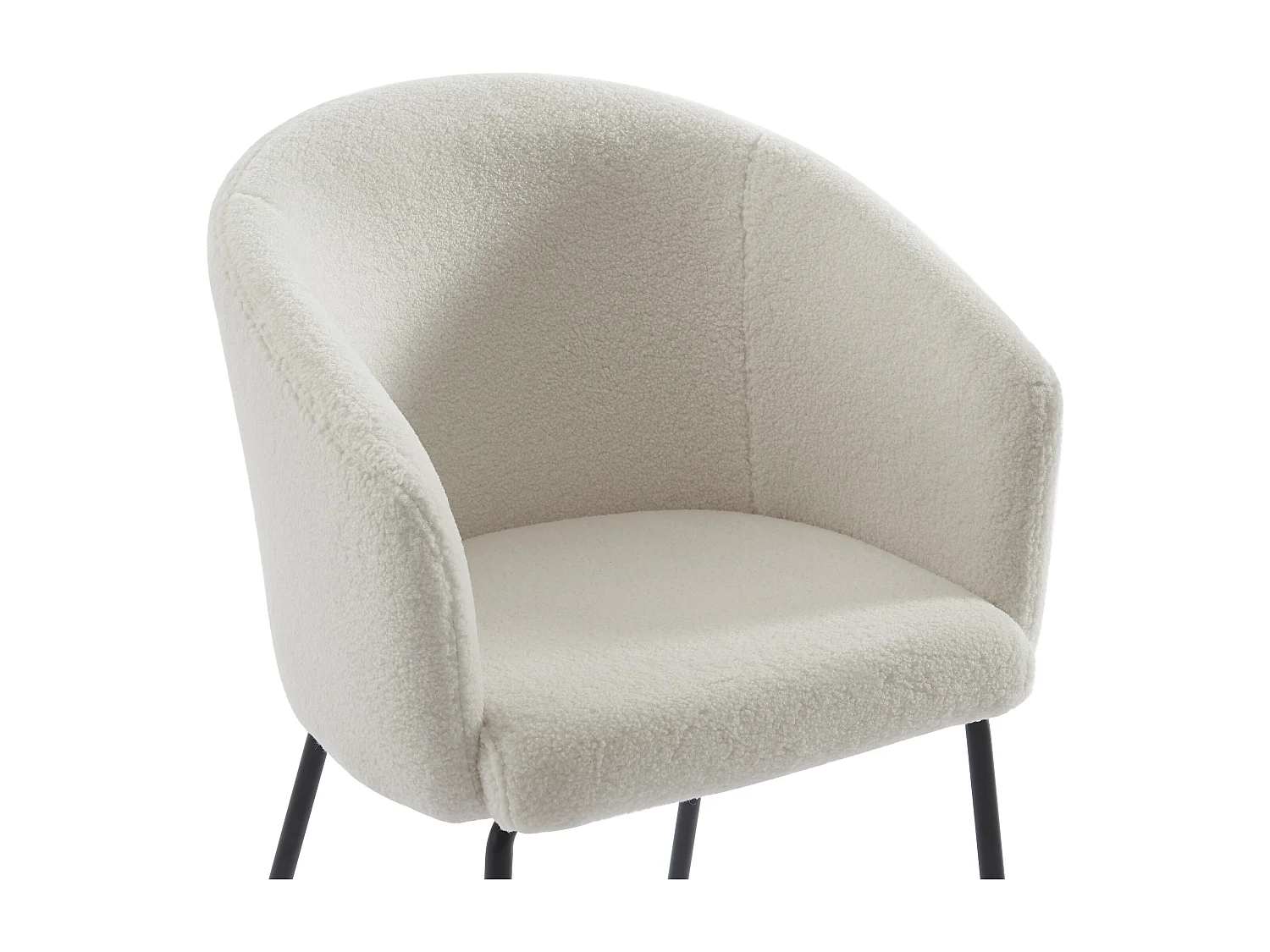 Set van 2 stoelen met armleuningen van boucléstof en metaal - Crèmewit - MORONI