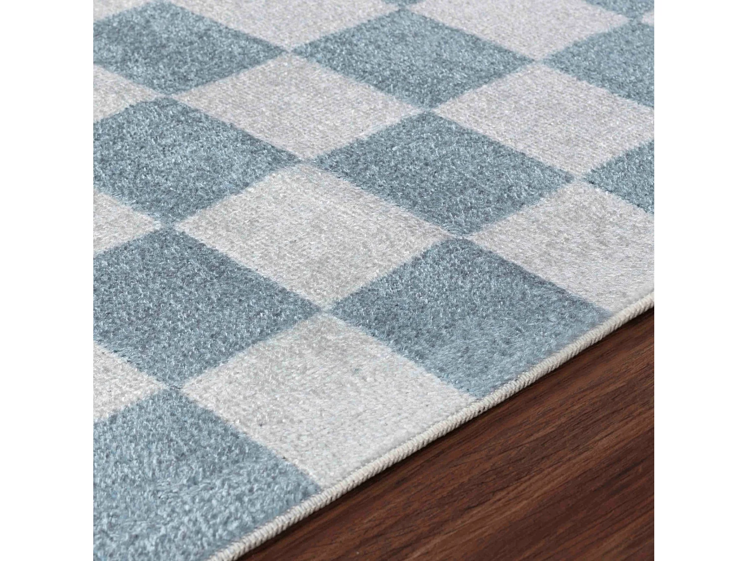 Alfombra Escandinava a Cuadros Lavable - Azul - 160x213cm - CHELSEA