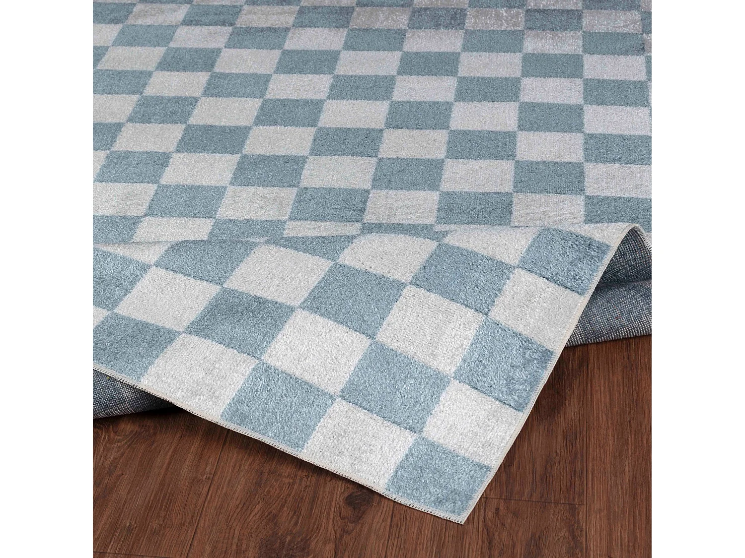 Alfombra Escandinava a Cuadros Lavable - Azul - 160x213cm - CHELSEA