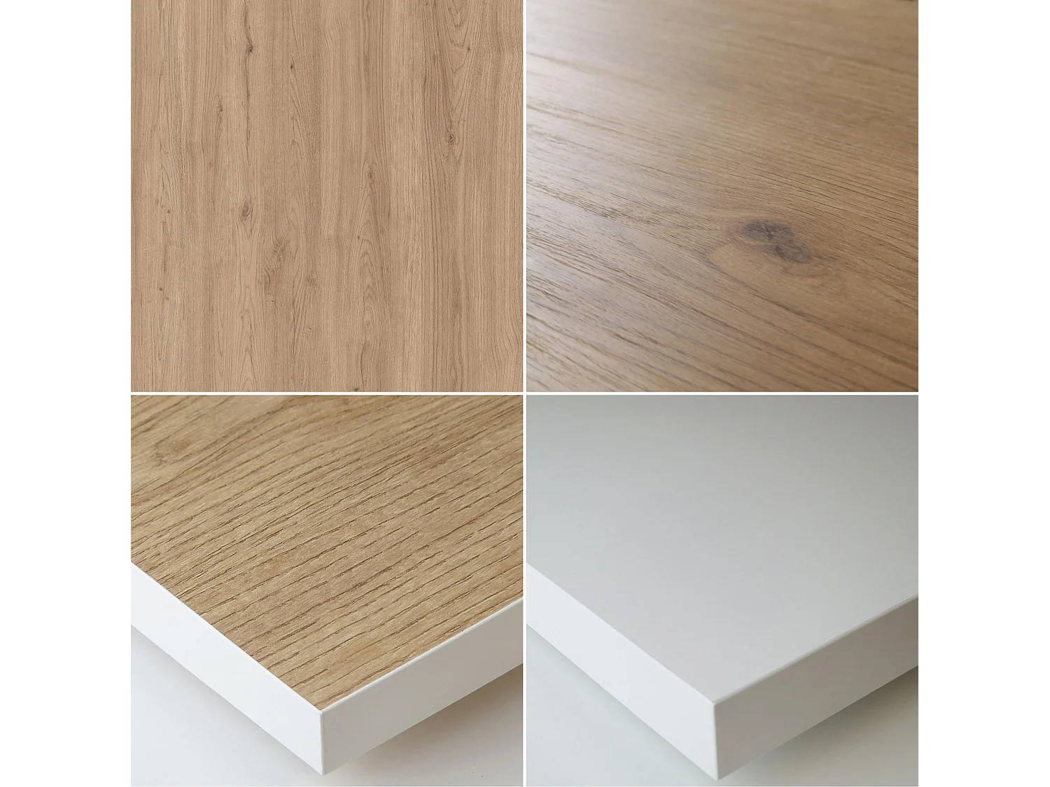 Eettafel, 10 personen, 194x90x75cm, Robuust en stabiel dankzij zijn structuur en solide poten, Eik en wit, Industriële stijl