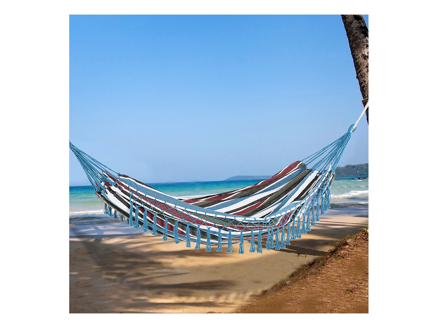 Hamac de voyage portable style hippie chic toile de hamac dim. 3L x 1,5l m coton polyester multicolore