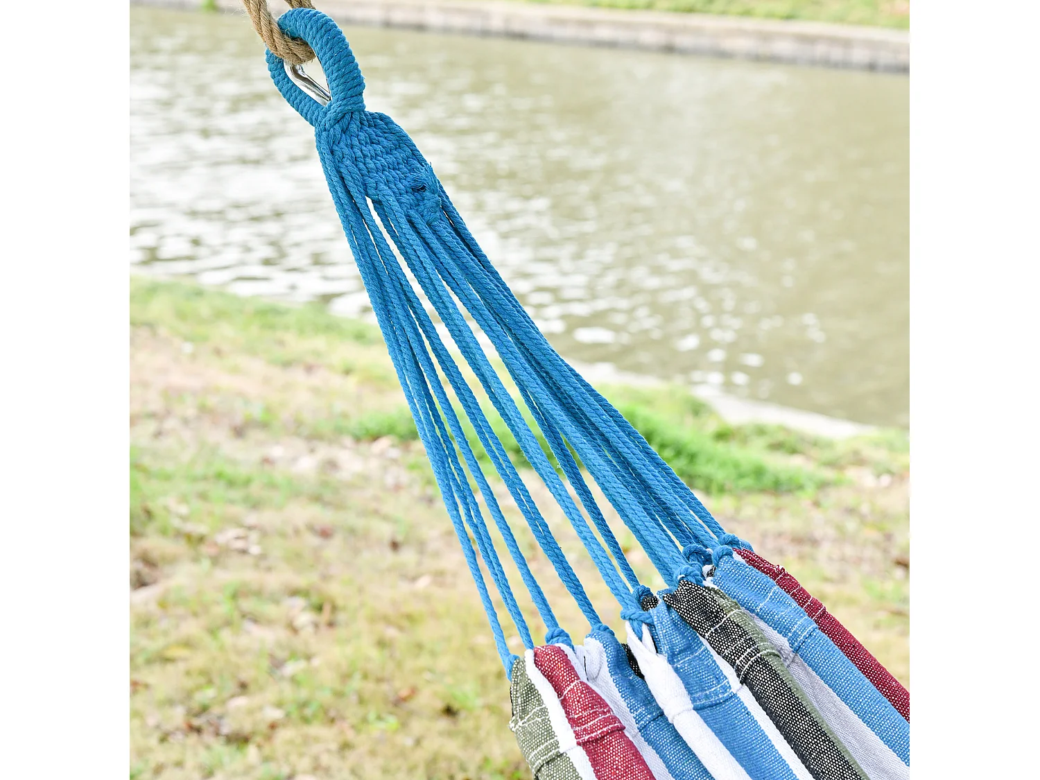 Hamac de voyage portable style hippie chic toile de hamac dim. 3L x 1,5l m coton polyester multicolore