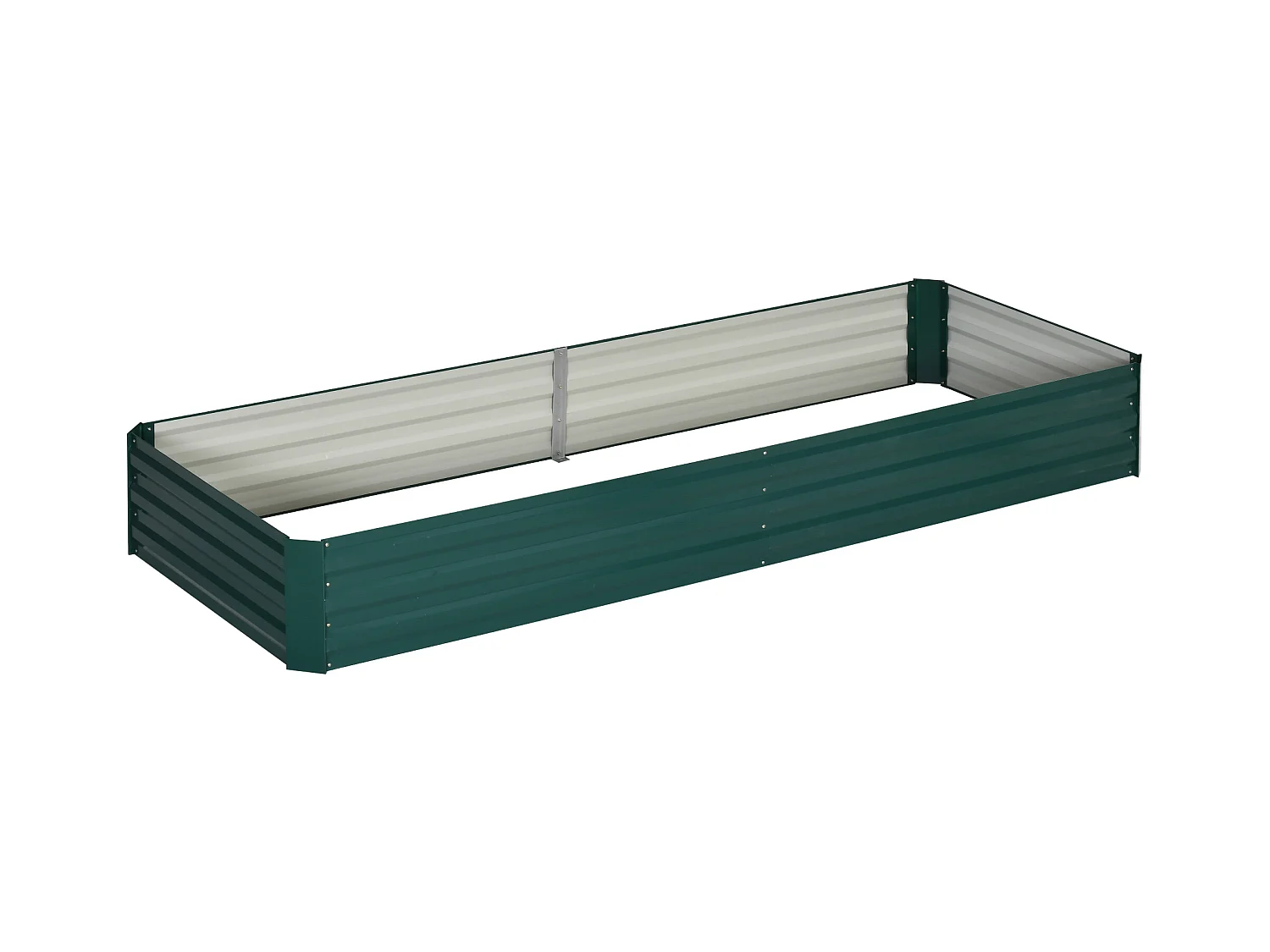 Carré potager de jardin dim. 241L x 90l x 30H cm tôle d'acier ondulée vert foncé