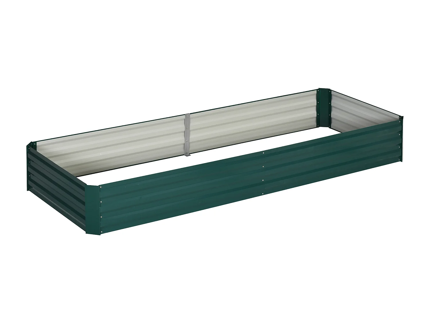 Carré potager de jardin dim. 241L x 90l x 30H cm tôle d'acier ondulée vert foncé
