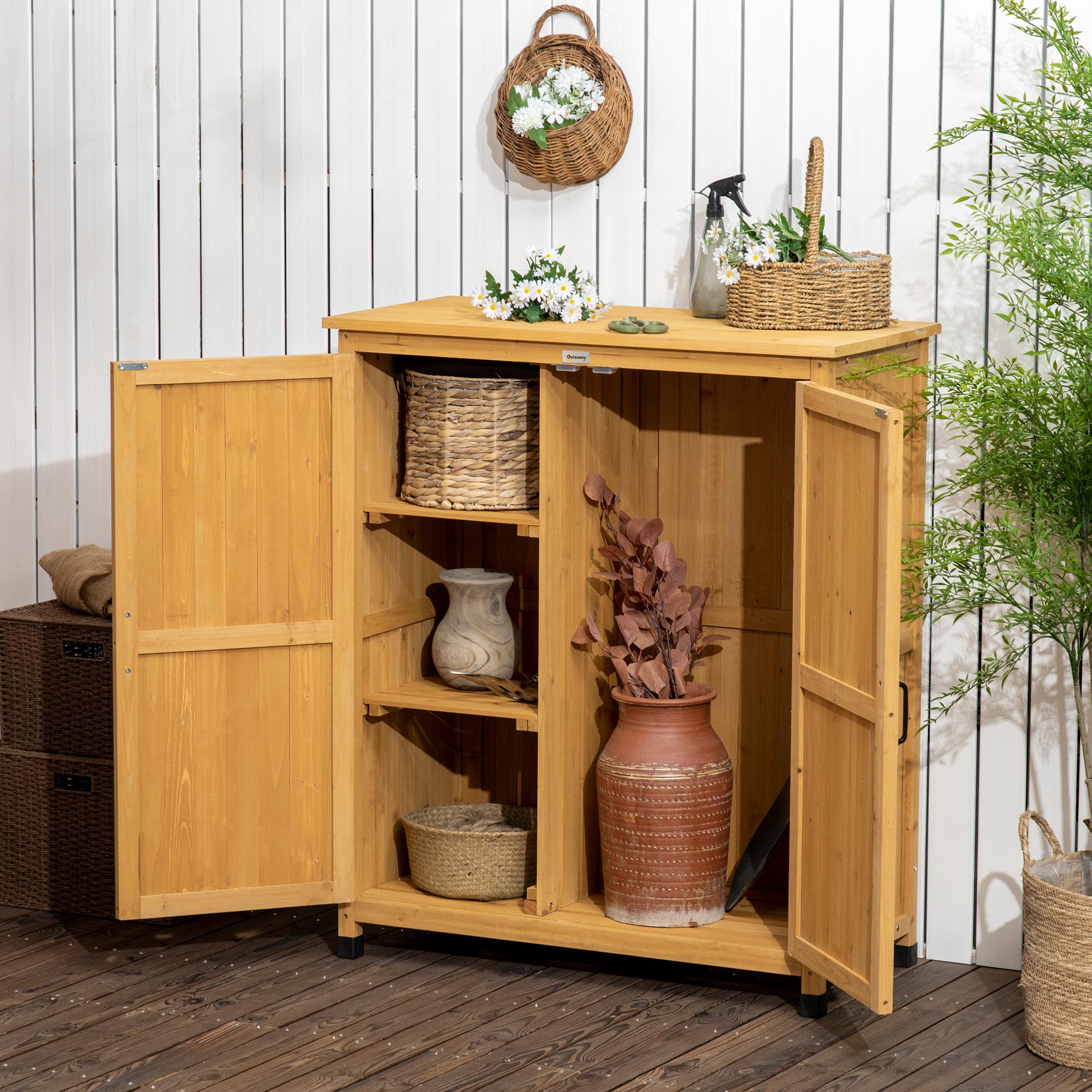 Armoire De Jardin Sur Pied Table De Rempotage En Double Porte Tag Res Bois De Sapin