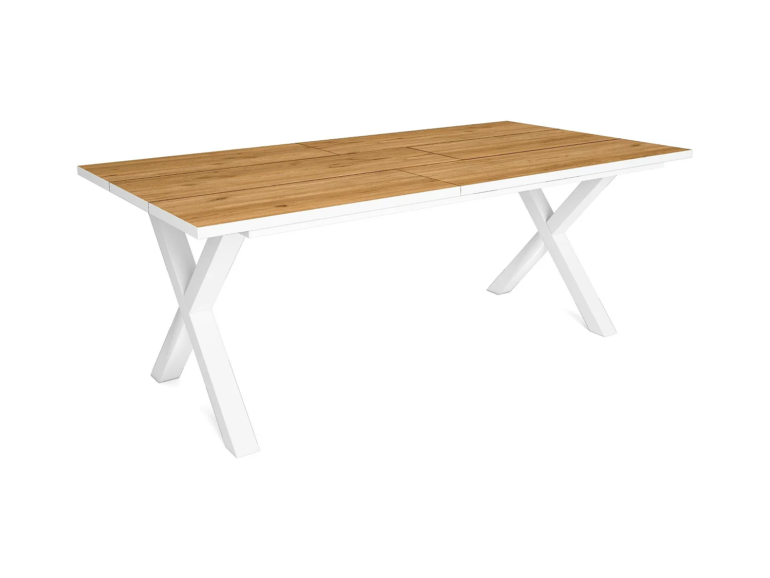 Eettafel, 10 personen, 200, Robuust en stabiel dankzij zijn structuur en solide poten, Eiken en witte , Industriële stijl