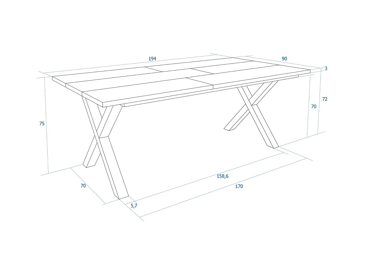 Eettafel, 10 personen, 200, Robuust en stabiel dankzij zijn structuur en solide poten, Eiken en witte , Industriële stijl