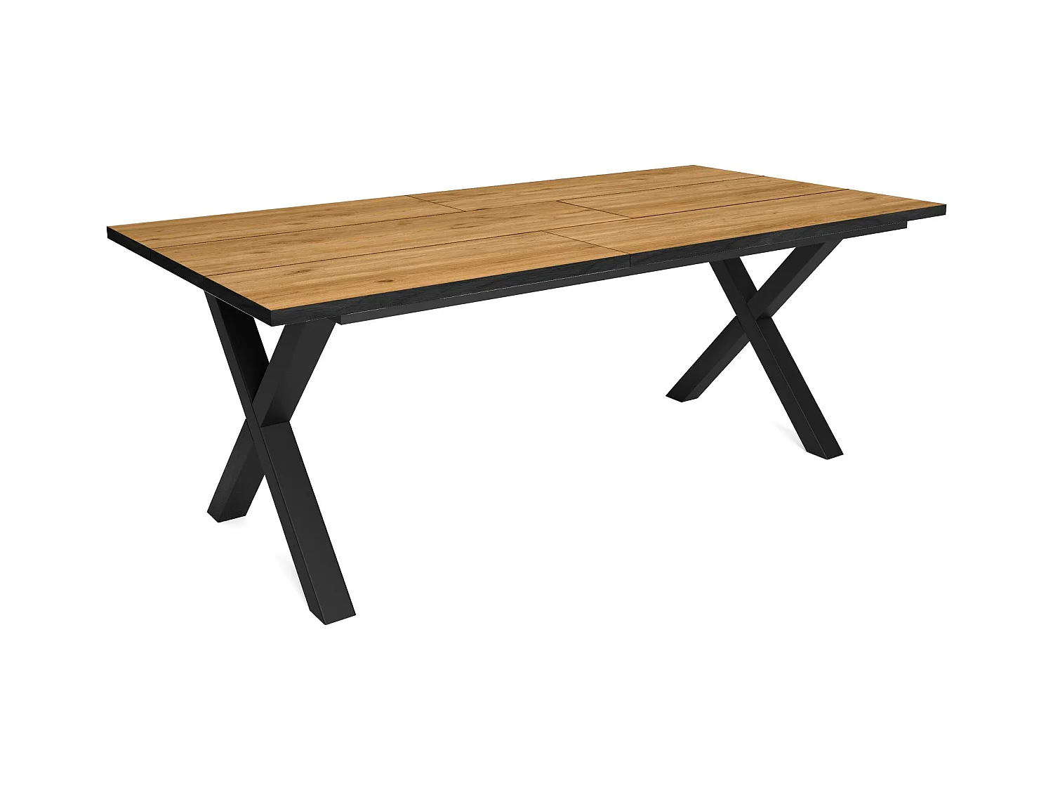 Table à manger, 10 personnes, 194x90x75cm, Robuste et stable grâce à sa structure et aux pieds solides, Chêne et noir, Style industriel