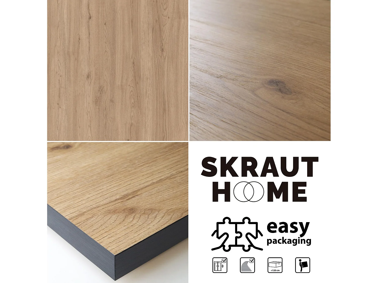 Eettafel, 10 personen, 194x90x75cm, Robuust en stabiel dankzij zijn structuur en solide poten, Eiken en zwarte , Industriële stijl