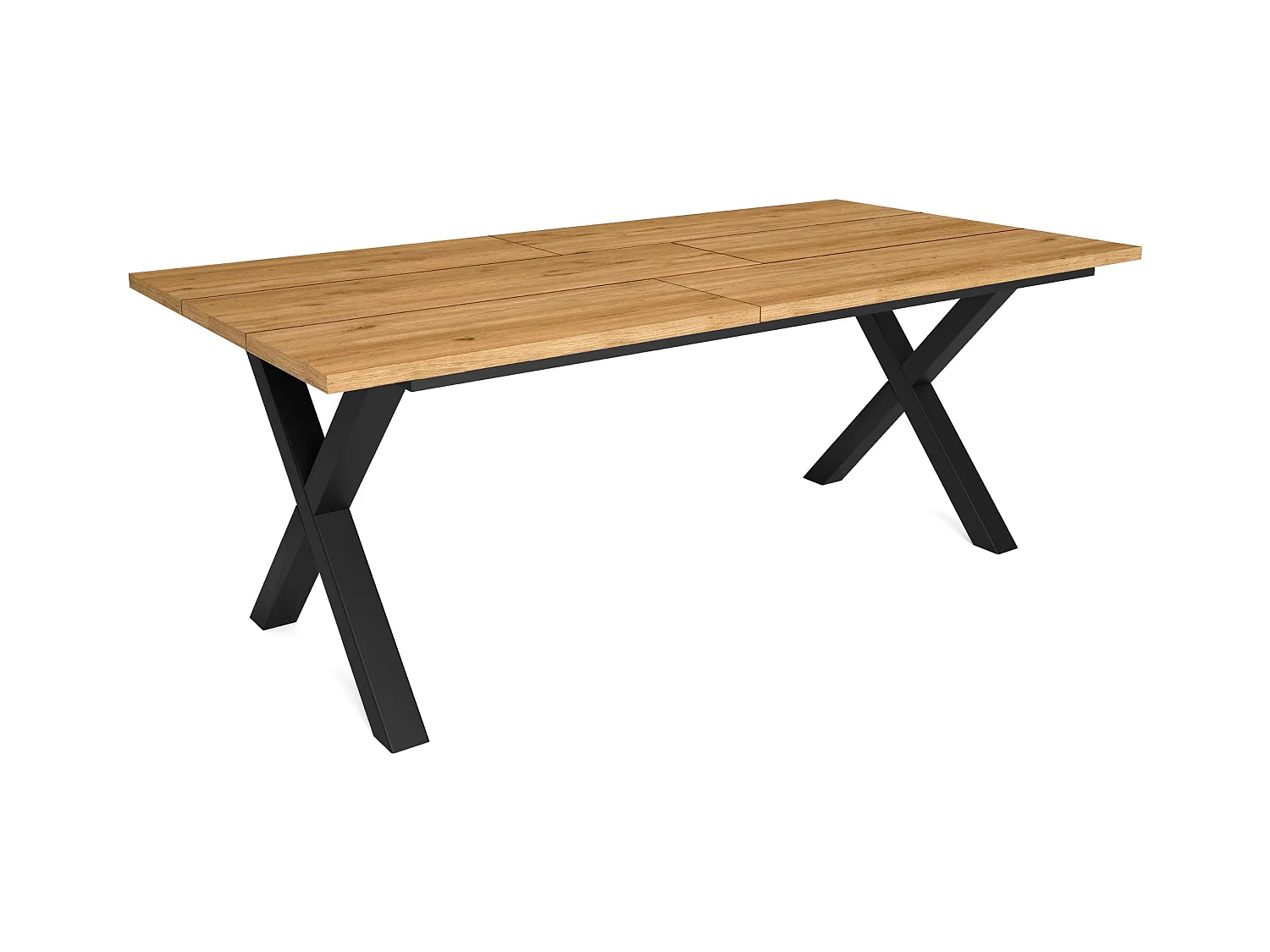 Table à manger, 10 personnes, 194x90x75cm, Robuste et stable grâce à sa structure et aux pieds solides, Chêne, Style industriel