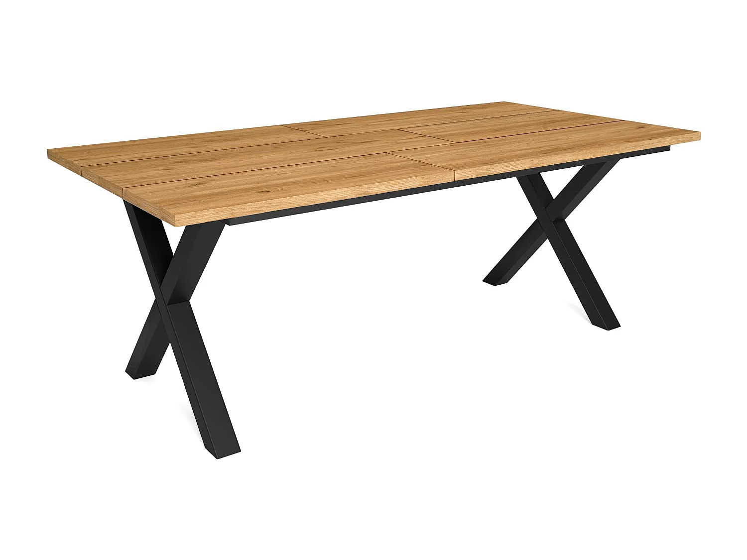 Eettafel, 10 personen, 194x90x75cm, Robuust en stabiel dankzij zijn structuur en solide poten, Eik, Industriële stijl