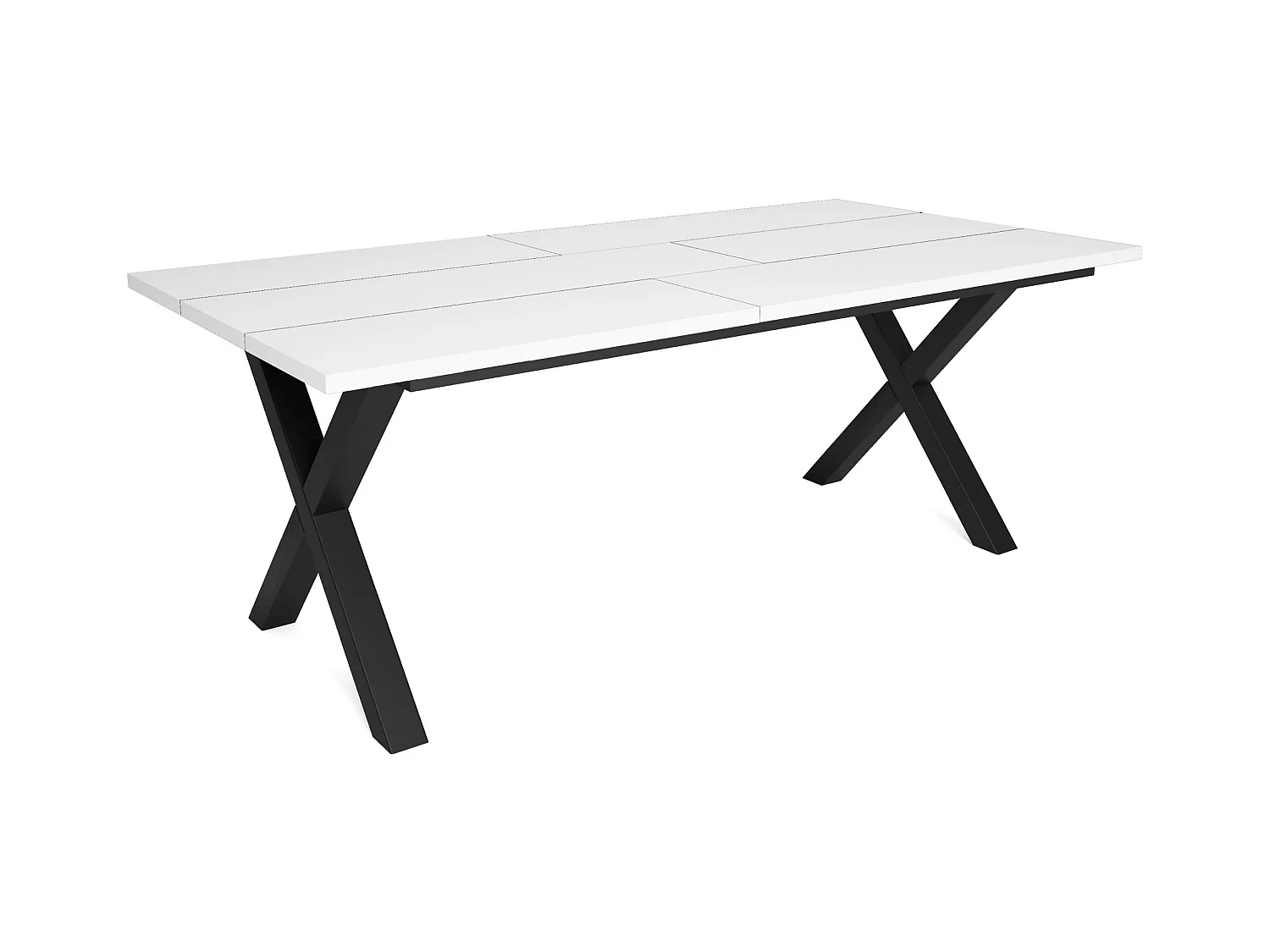 Eettafel, 10 personen, 194x90x75cm, Robuust en stabiel dankzij zijn structuur en solide poten, Wit, Industriële stijl