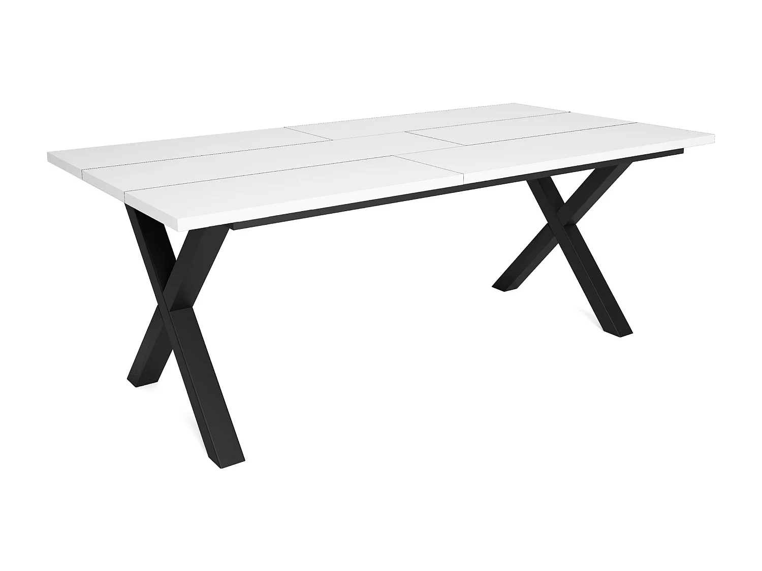 Eettafel, 10 personen, 194x90x75cm, Robuust en stabiel dankzij zijn structuur en solide poten, Wit, Industriële stijl